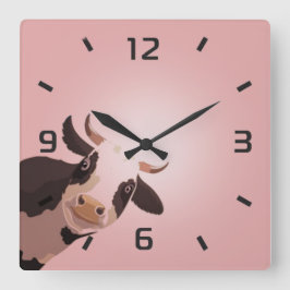 Funny Kuh Quadratische Wanduhr