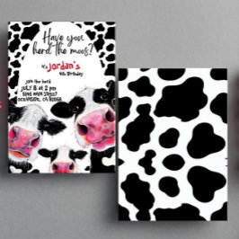 Funny Kuh schwarz-weiß Geburtstag Einladung