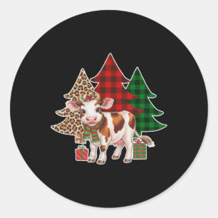 Funny Kuh Weihnachtsbaum Xmas Kuh liebt Männer Fra Runder Aufkleber