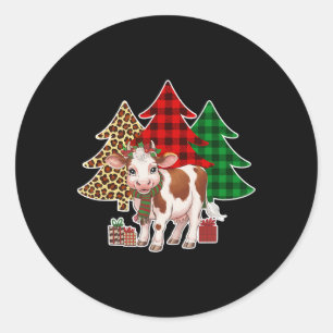 Funny Kuh Weihnachtsbaum Xmas Kuh liebt Männer Fra Runder Aufkleber