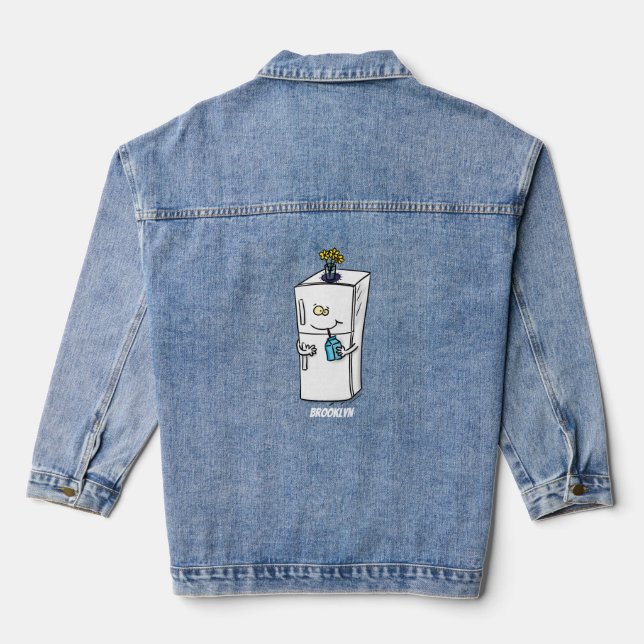 Funny Kühlschrank Cartoon Illustration Jeansjacke (Rückseite)