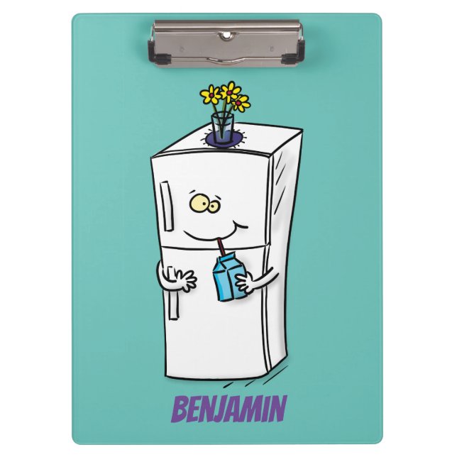 Funny Kühlschrank Cartoon Illustration Klemmbrett (Vorderseite)