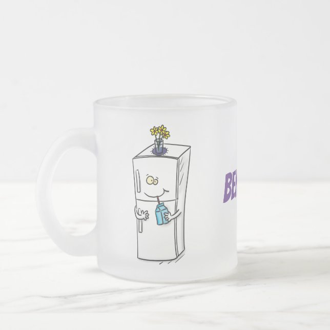 Funny Kühlschrank Cartoon Illustration Mattglastasse (Links)