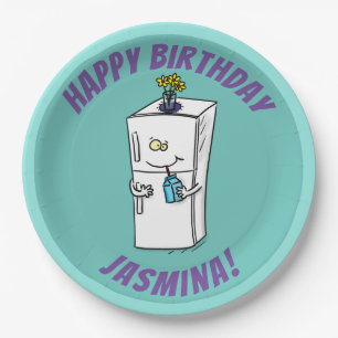 Funny Kühlschrank Cartoon Illustration Pappteller