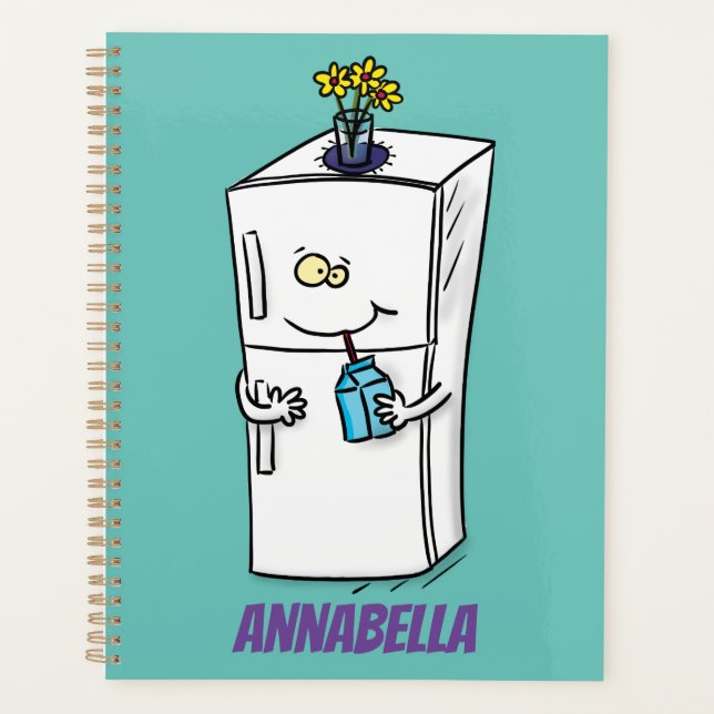 Funny Kühlschrank Cartoon Illustration Planer (Vorderseite)