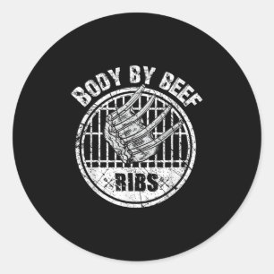 Funny Kurz Rib Grillen Grill Body By Beef Ribs Bar Runder Aufkleber
