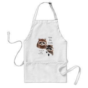 Funny, küss den Cook Niedlich Raccoon Spaß Zitat Schürze