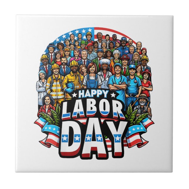 Funny Labour Day Happy American Labour Day Fliese (Vorderseite)