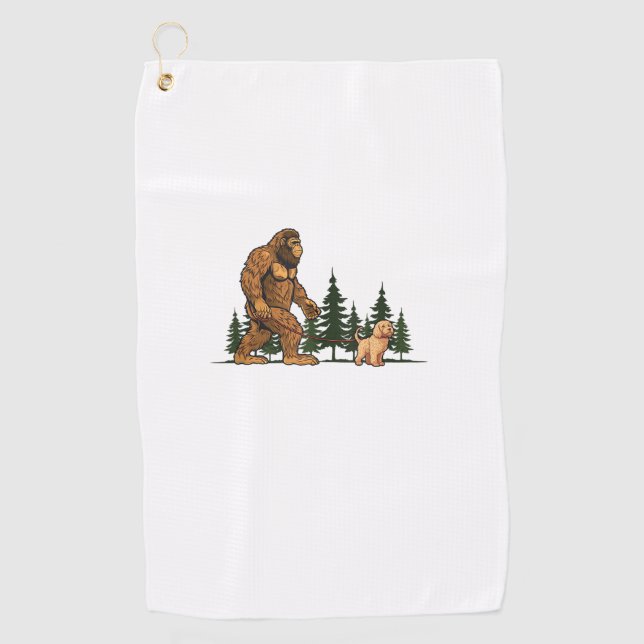 Funny Labradoodle Bigfoot Dog Walking Dog Mama Vat Golfhandtuch (Vorderseite)