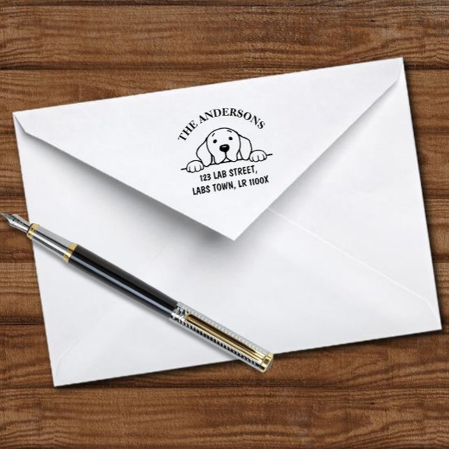 Funny Labrador Familienname Rücksendeadresse Permastempel (Funny Labrador Family Name Return Address Self-inking Stamp for Labrador Owners.  Cartoon Design.)