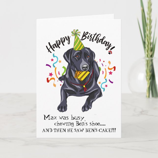 Funny Labrador Personalisiert Happy Birthday Card Karte (Vorderseite)