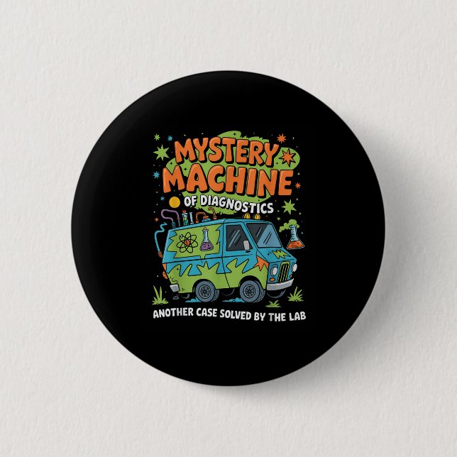 Funny Labrador Week 2025 Retro Mystery Machine of  Button (Vorderseite)