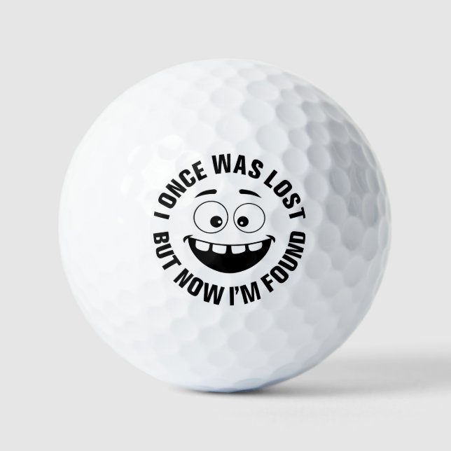 Funny lächelnd verloren Golfliebhaber Spaß Golfball (Vorderseite)