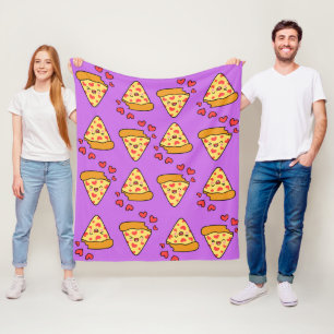 Funny lacht Pizza Muster lila Junge Fleecedecke