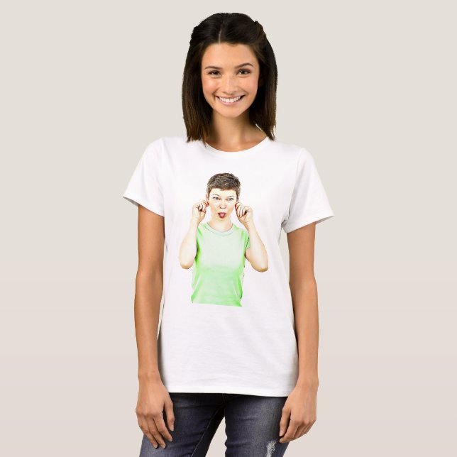 Funny Lady Making Faces Humores Shirt (Vorne ganz)