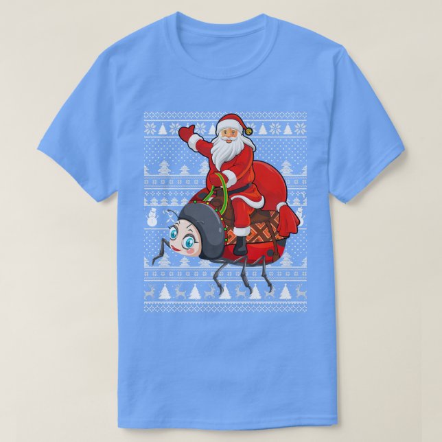 Funny Ladybug Lover Santa Riding Ladybug Ugly Chri T-Shirt (Design vorne)