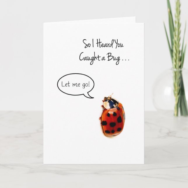 Funny Ladybug wird gut, fangen und loslassen Karte (Vorderseite)