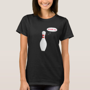 Funny Ladys Bowling Button Cartoon Team Name Black T-Shirt