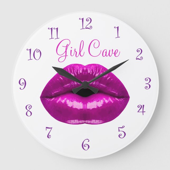 Funny Ladys Girl Cave Große Wanduhr (Vorderseite)