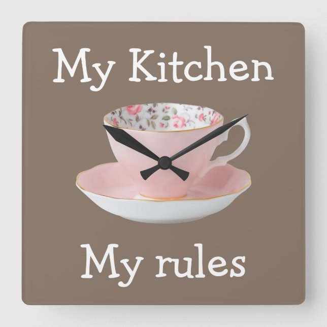 Funny Ladys Kitchen Wall Clock Quadratische Wanduhr (Vorderseite)