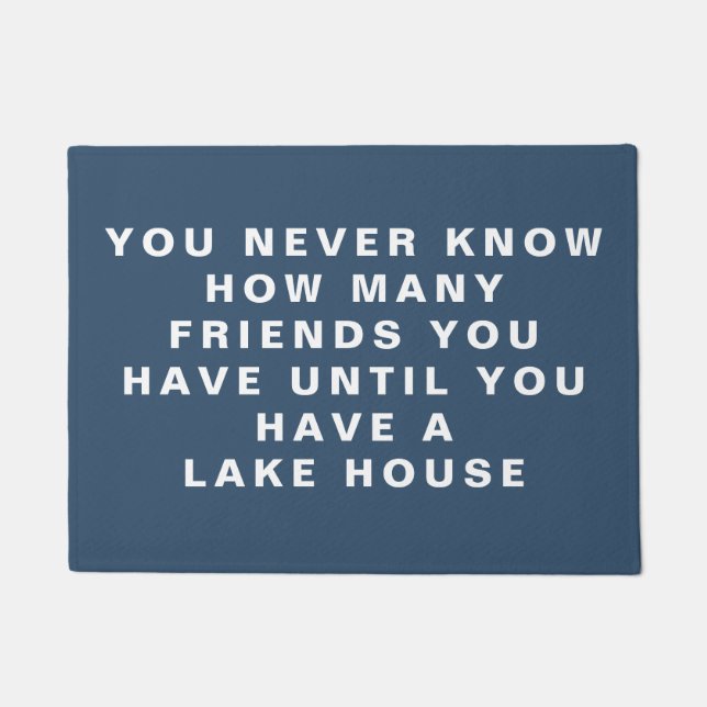 Funny Lake House Freunde Zitat Editable Text Blue Fußmatte (Vorderseite)