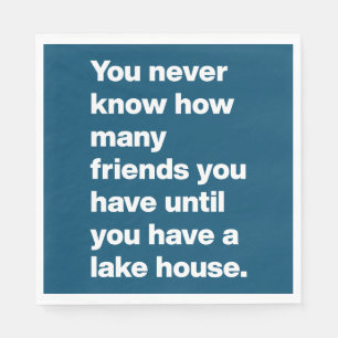 Funny Lake House Freunde Zitat Typografie Blau Serviette