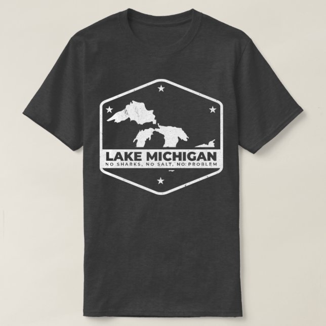 Funny Lake Michigan New Sharks T-Shirt (Design vorne)