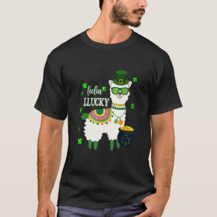 Funny Lama St Patrick's Day Feelin' Lucky Mens W T-Shirt