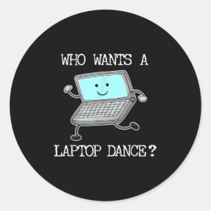 Funny Laptop Tanz Tanz Computer Puzzle Spaß Runder Aufkleber