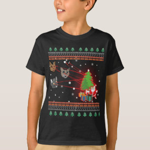 Funny Laser Eyes Cat Ugly Christmas Lights Sweater T-Shirt