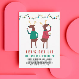 Funny lasst uns Lit Wine Drinking Rentier holen Einladung