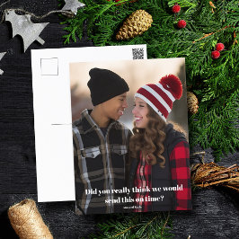 Funny Late Christmas Family Foto Beliebter Urlaub Postkarte