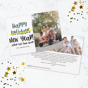Funny Late Happy New Year Foto Holiday Card Feiertagskarte