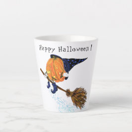 Funny Latte Tasse Halloween Hexenkürbis Flying