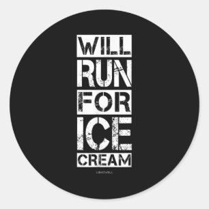 Funny läuft auf Eiscreme-Running-Shirt - Runne Runder Aufkleber