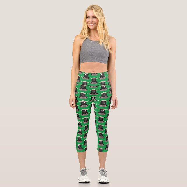 Funny Laufwasser Büffel Cartoon Capri Leggings (Vorderseite)