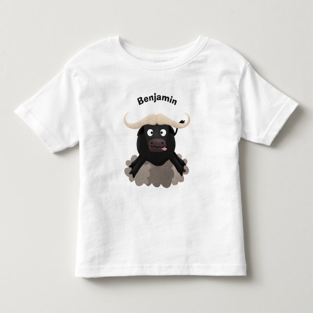 Funny Laufwasser Büffel Cartoon Kleinkind T-shirt (Vorderseite)