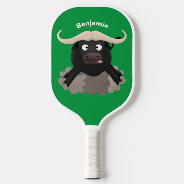 Funny Laufwasser Büffel Cartoon Pickleball Schläger (Vorderseite)