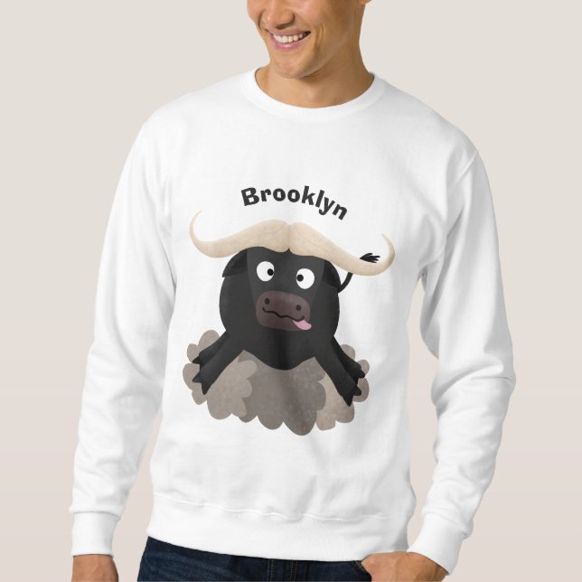 Funny Laufwasser Büffel Cartoon Sweatshirt (Vorderseite)