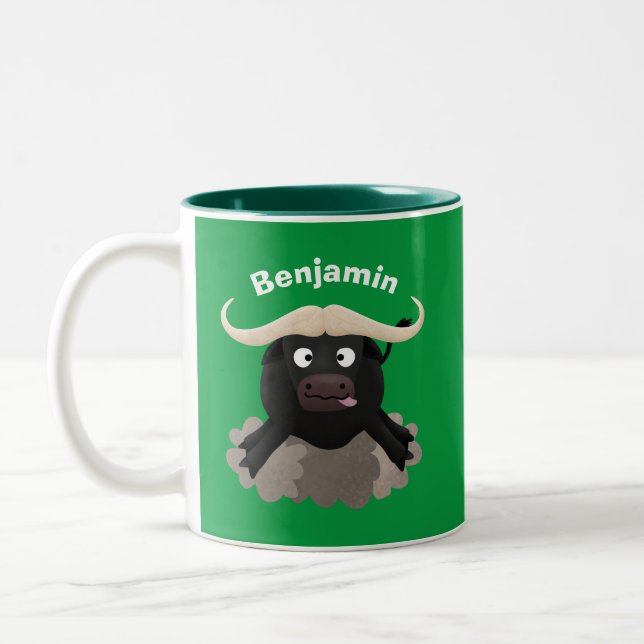 Funny Laufwasser Büffel Cartoon Zweifarbige Tasse (Links)
