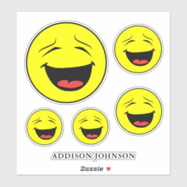 Funny Laughing Emoji Yellow Faces Name 8" Aufkleber