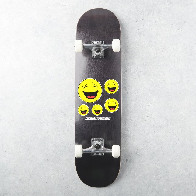 Funny Laughing Emoji Yellow Faces Name 8" Aufkleber (Skateboard)