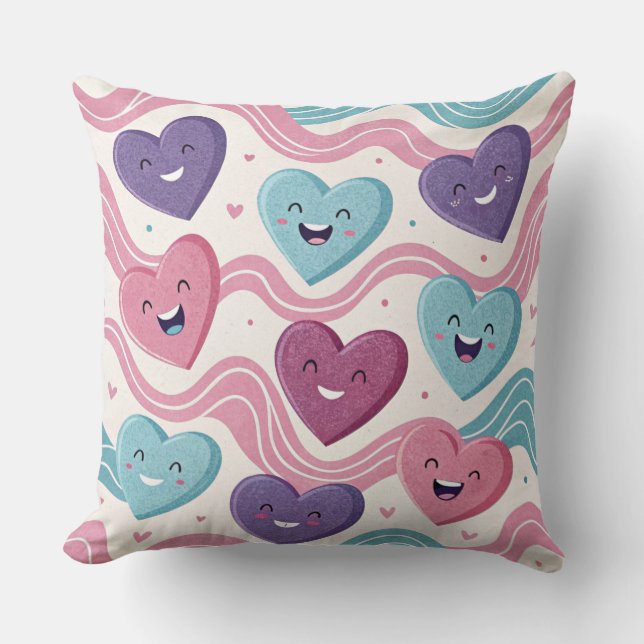 Funny laughing hearts Design cushion Kissen (Vorderseite)