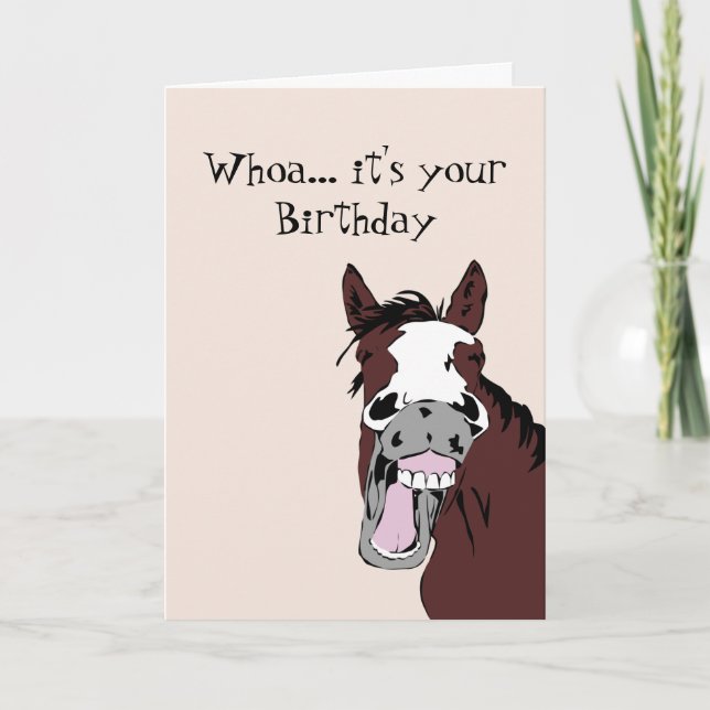Funny Laughing Horse Birthday Spaß Karte (Vorderseite)
