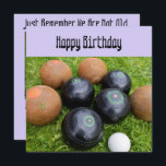 Funny Lavender Lawls Bowls, Flat Birthday Card Karte<br><div class="desc">Auf dem Lavendel sind Vintage Rasenschüsseln mit lustigen Rasenschüsseln. Geburtstagsbotschaft</div>