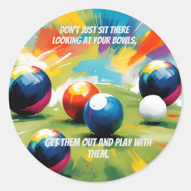 Funny Lawn Bowls Color Splash, Runder Aufkleber (Vorderseite)