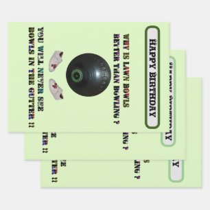 Funny Lawn Bowls gegen Bowling, Geburtstag Geschenkpapier Set