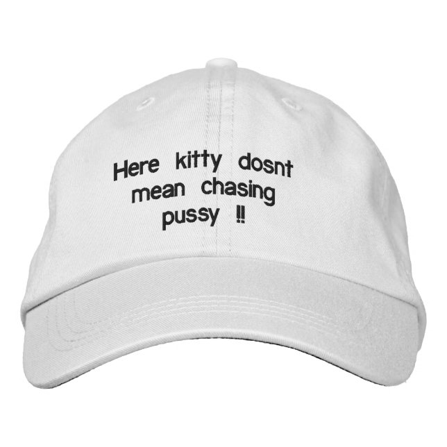 Funny Lawn Bowls Here Kitty Logo. Bestickte Baseballkappe (Vorderseite)