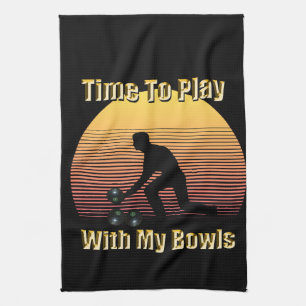 Funny Lawn Bowls spielen Zeit, Teetuch Geschirrtuch