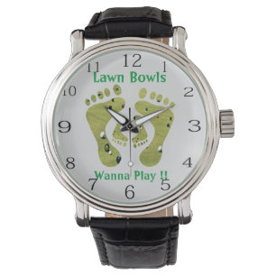 Funny Lawn Bowls Wanna Play Design Armbanduhr